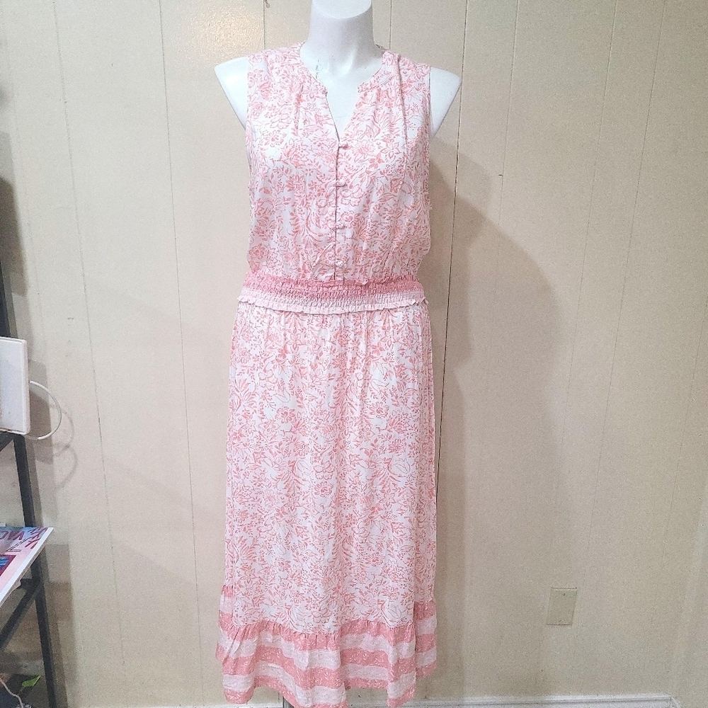 C&C California Soft Floral Midi Sundress – Pink & White Lightweight Summer Dress - Picture 4 of 10